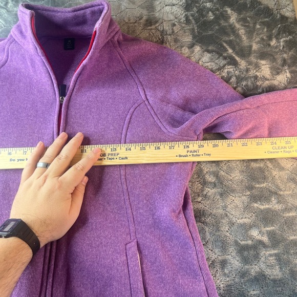 Lands End Purple Sweater Fleece Full Zip Jacket Mock Neck Womens Medium 10-12 - Picture 5 of 7